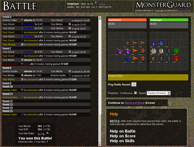 This shows the battle screen. Detailed informations left, animated battle right.