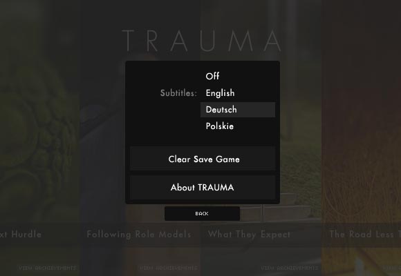 TRAUMA Game Options